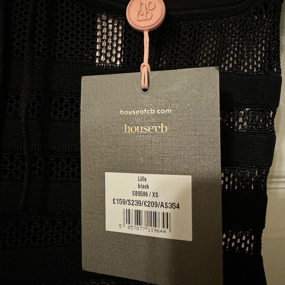 NEW HOUSE OF CB LILLA BLACK OPENWORK KNIT 
MIDI DRESS SIZE XS - Picture 7 of 15